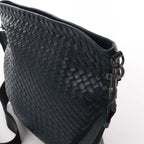Bottega Veneta VN Intrecciato Crossbody Messenger Bag in Navy Blue