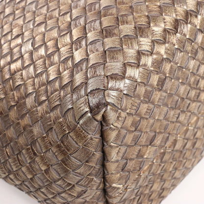 Bottega Veneta Cabas MM Intrecciato Leather Shoulder Bag in Gold