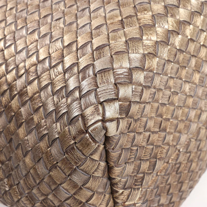 Bottega Veneta Cabas MM Intrecciato Leather Shoulder Bag in Gold