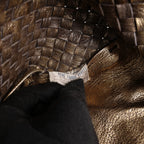 Bottega Veneta Cabas MM Intrecciato Leather Shoulder Bag in Gold