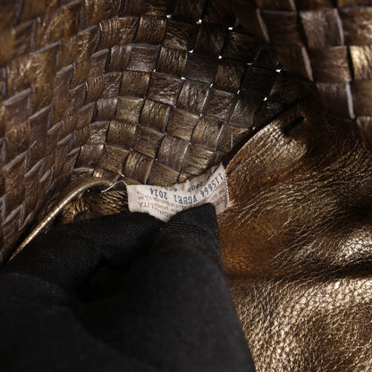 Bottega Veneta Cabas MM Intrecciato Leather Shoulder Bag in Gold