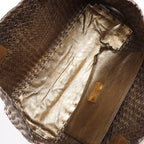 Bottega Veneta Cabas MM Intrecciato Leather Shoulder Bag in Gold