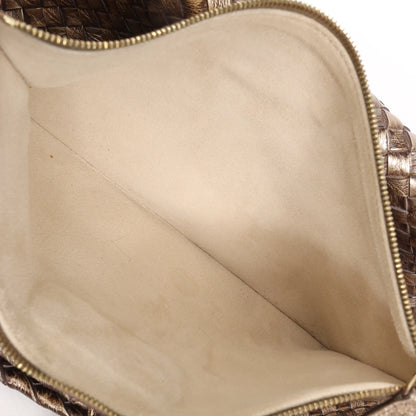 Bottega Veneta Cabas MM Intrecciato Leather Shoulder Bag in Gold