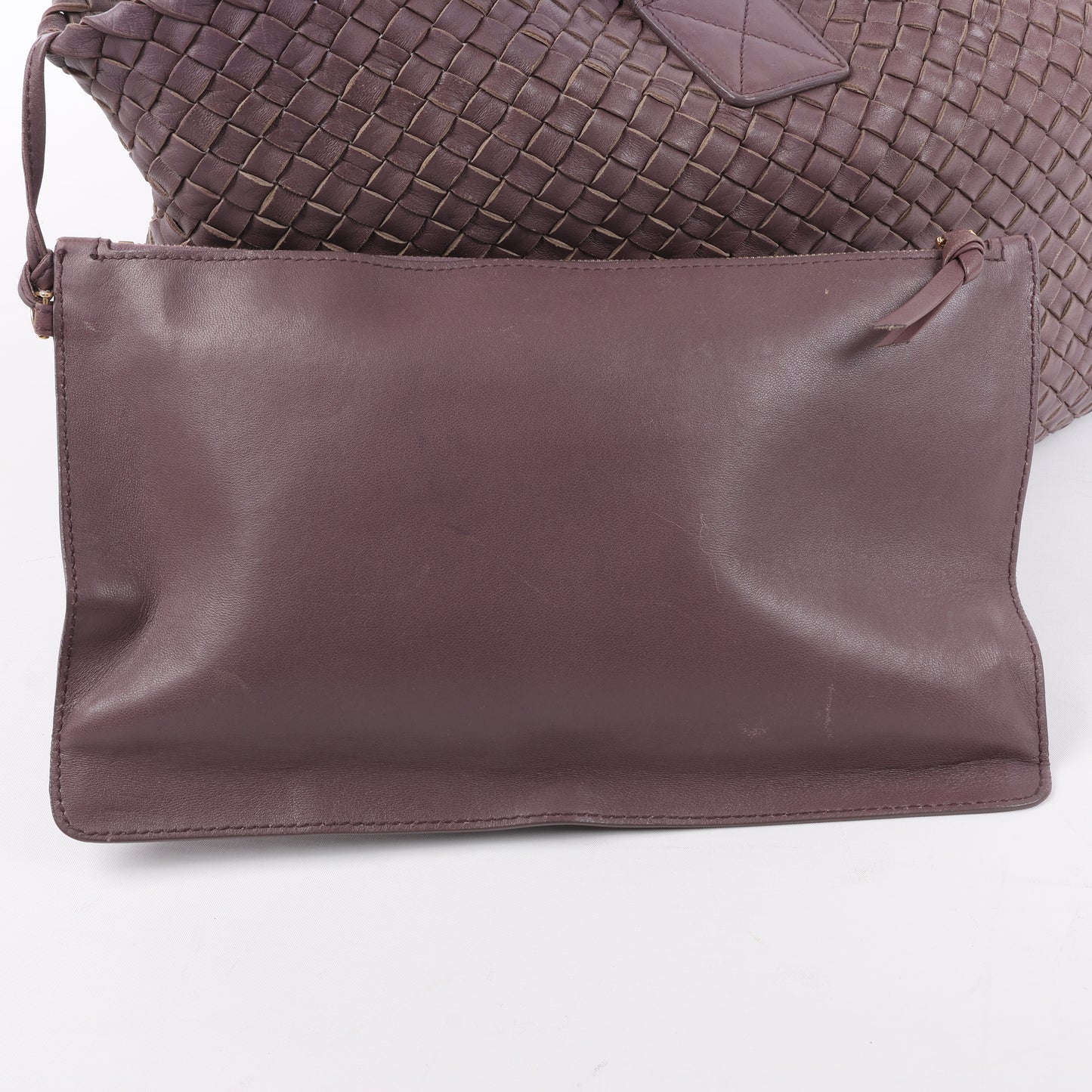 Bottega Veneta Intrecciato Cabat MM Leather Tote in Dusty Rose Taupe