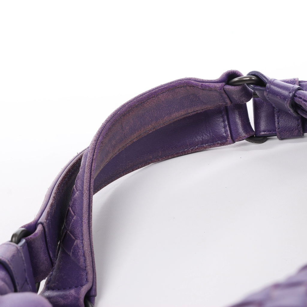 Bottega Veneta Campana Intrecciato Leather Shoulder Bag in Purple