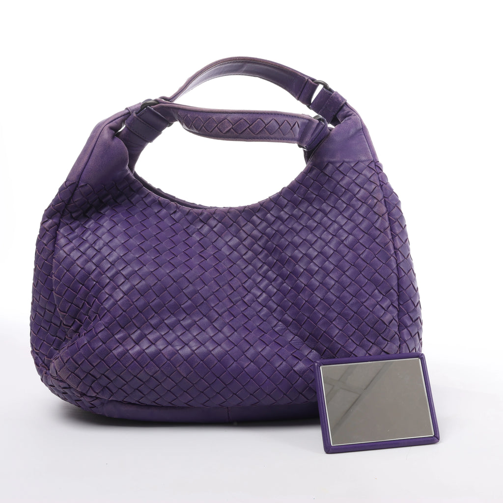 Bottega Veneta Campana Intrecciato Leather Shoulder Bag in Purple
