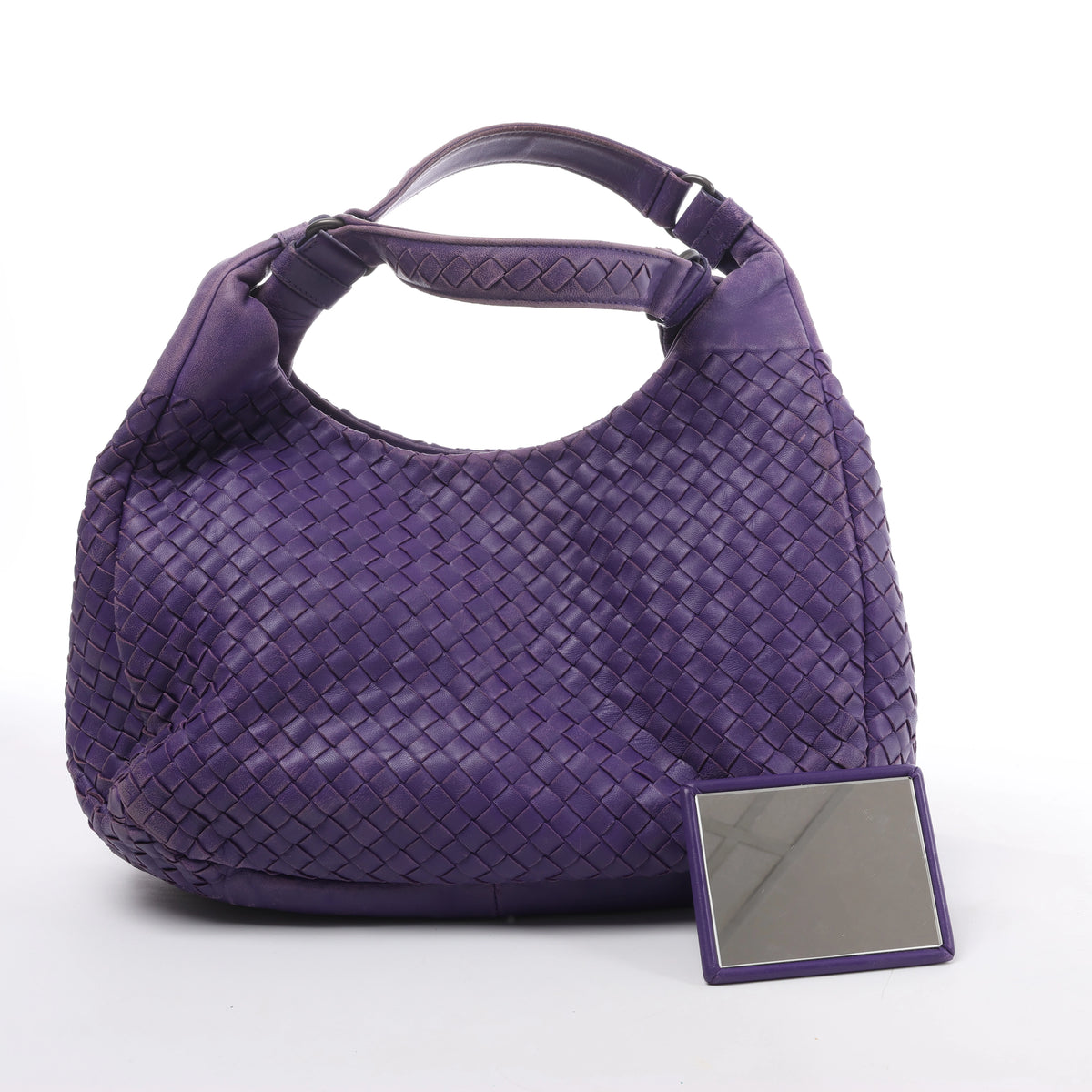 Bottega Veneta Campana Intrecciato Leather Shoulder Bag in Purple