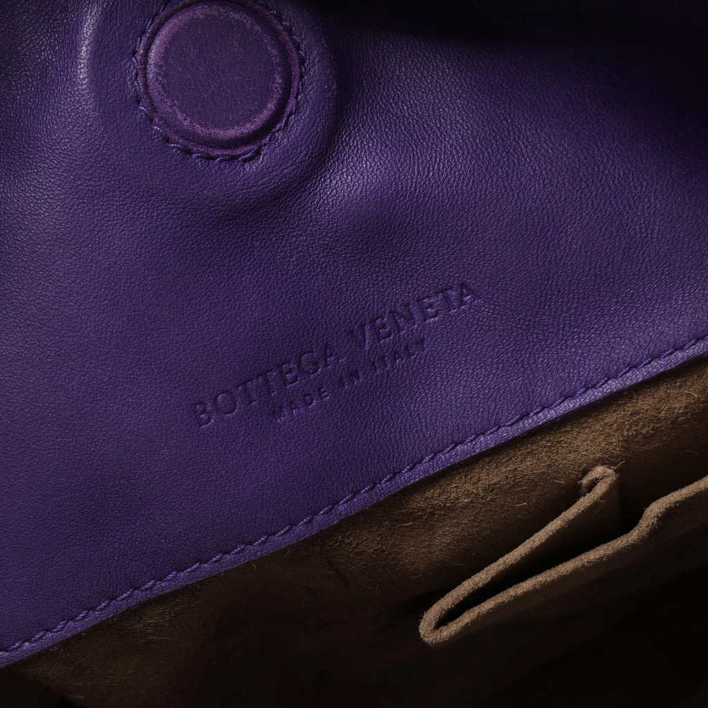 Bottega Veneta Campana Intrecciato Leather Shoulder Bag in Purple
