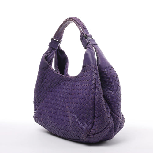 Bottega Veneta Campana Intrecciato Leather Shoulder Bag in Purple