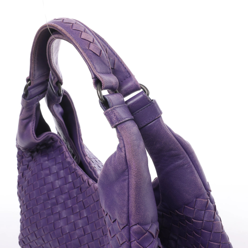 Bottega Veneta Campana Intrecciato Leather Shoulder Bag in Purple
