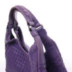 Bottega Veneta Campana Intrecciato Leather Shoulder Bag in Purple