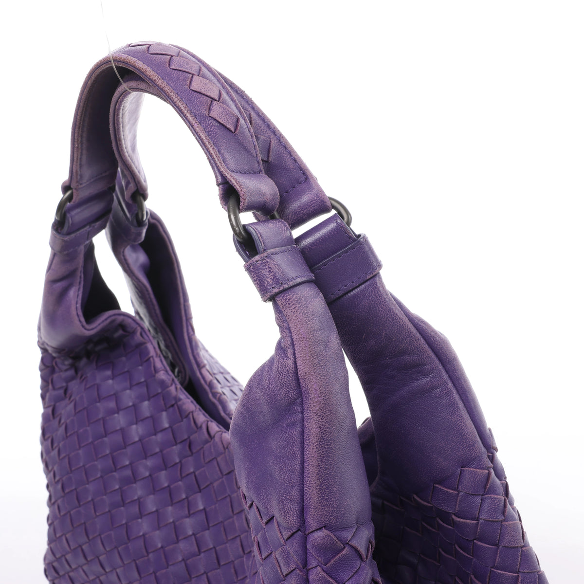 Bottega Veneta Campana Intrecciato Leather Shoulder Bag in Purple