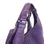 Bottega Veneta Campana Intrecciato Leather Shoulder Bag in Purple