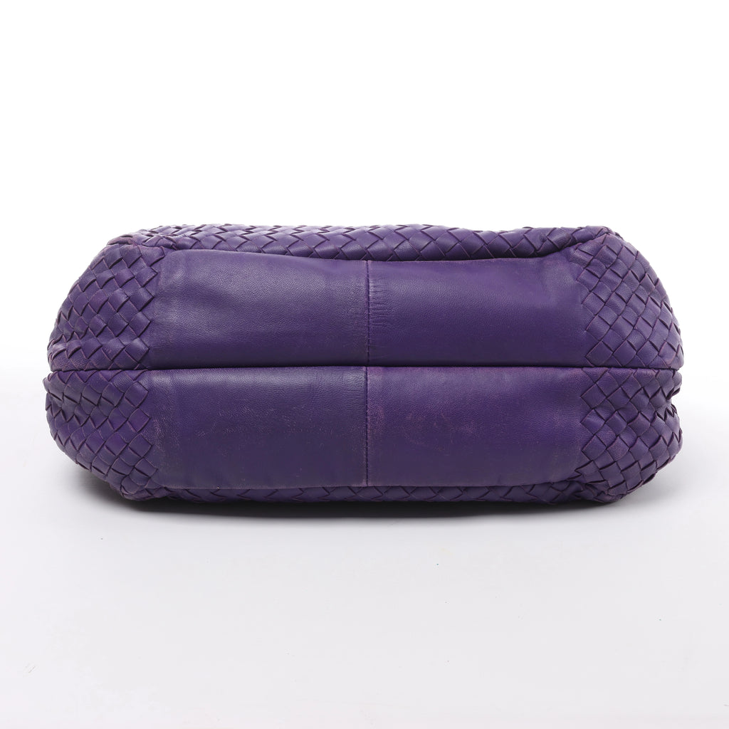 Bottega Veneta Campana Intrecciato Leather Shoulder Bag in Purple