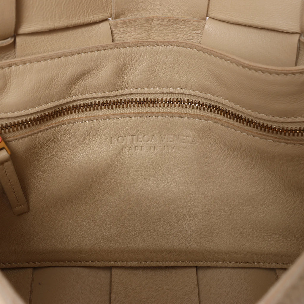 Bottega Veneta Cassette Maxi Intrecciato Leather Crossbody Bag in Beige