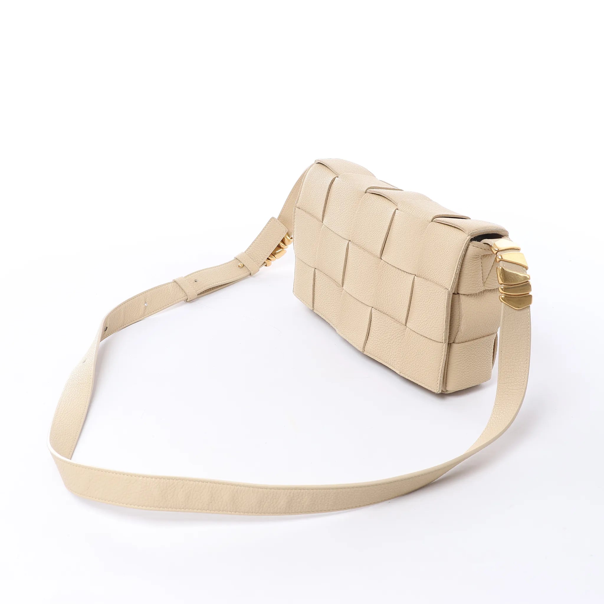 Bottega Veneta Cassette Maxi Intrecciato Leather Crossbody Bag in Beige