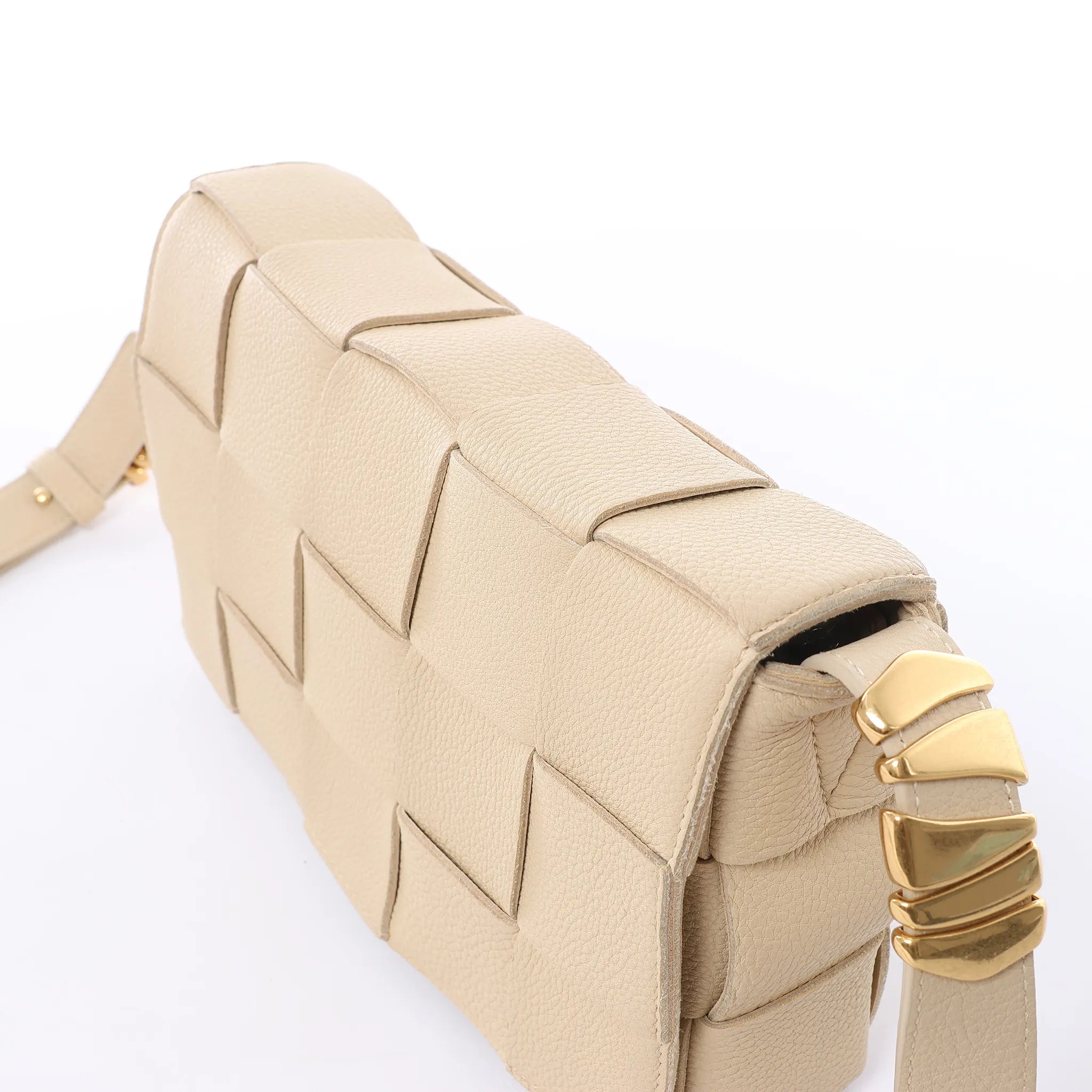 Bottega Veneta Cassette Maxi Intrecciato Leather Crossbody Bag in Beige