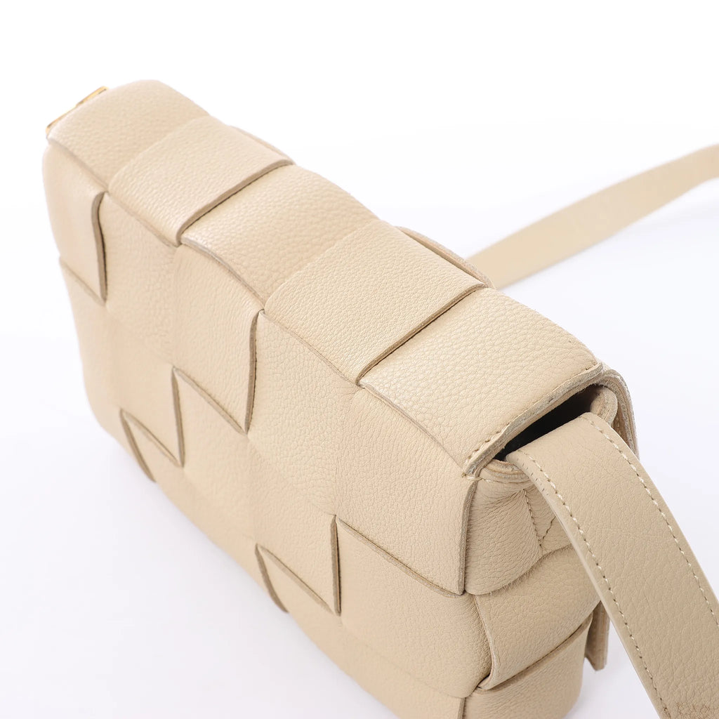 Bottega Veneta Cassette Maxi Intrecciato Leather Crossbody Bag in Beige