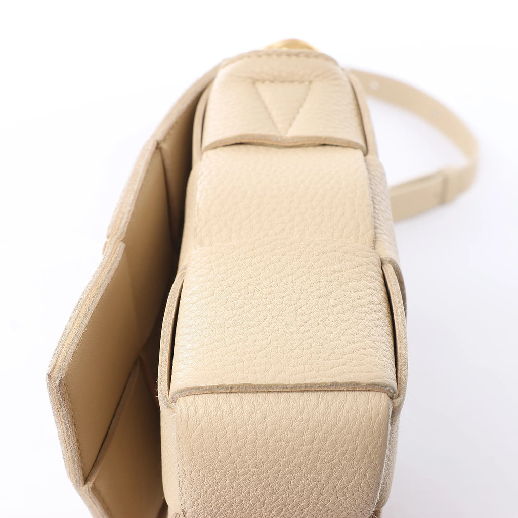 Bottega Veneta Cassette Maxi Intrecciato Leather Crossbody Bag in Beige