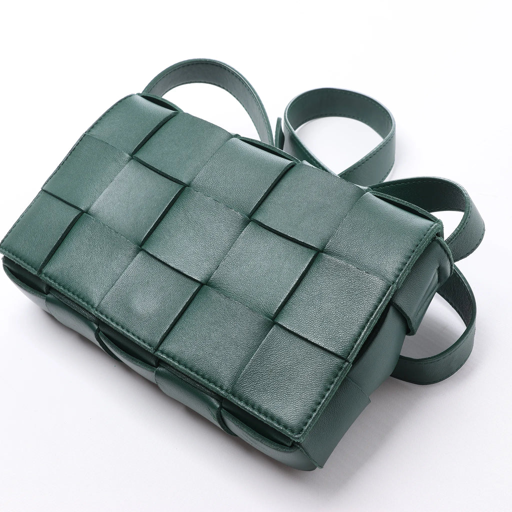 Bottega Veneta Cassette Maxi Intrecciato Leather Crossbody Bag in Green