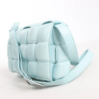 Bottega Veneta Padded Cassette Maxi Intrecciato Leather Shoulder Bag in Blue