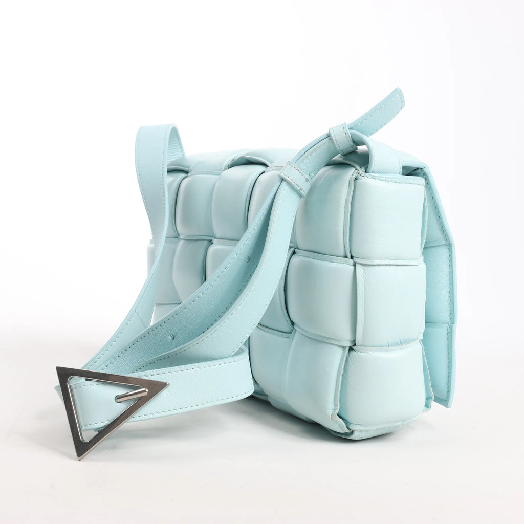 Bottega Veneta Padded Cassette Maxi Intrecciato Leather Shoulder Bag in Blue