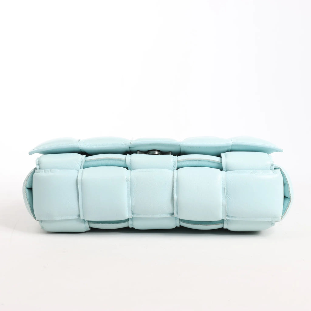 Bottega Veneta Padded Cassette Maxi Intrecciato Leather Shoulder Bag in Blue