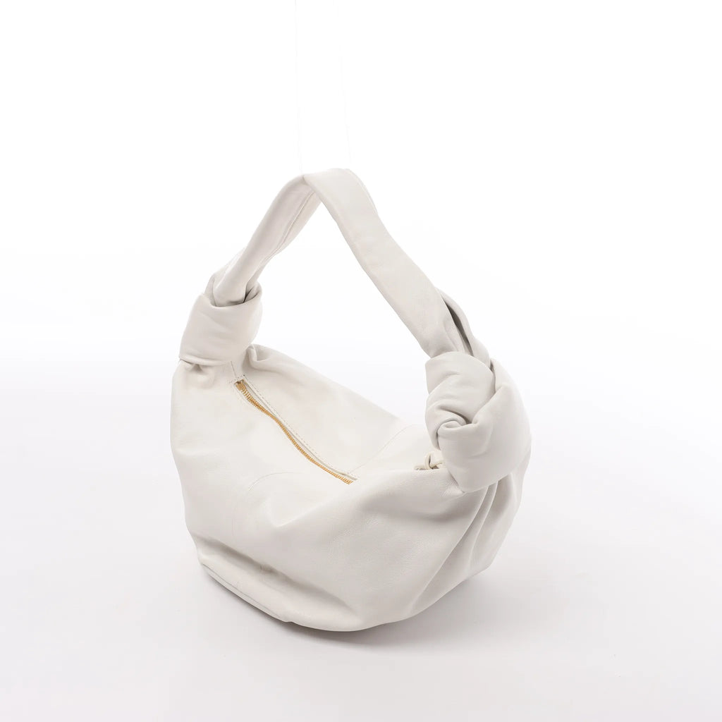 BOTTEGA VENETA Double Knot Mini Leather Handbag in White