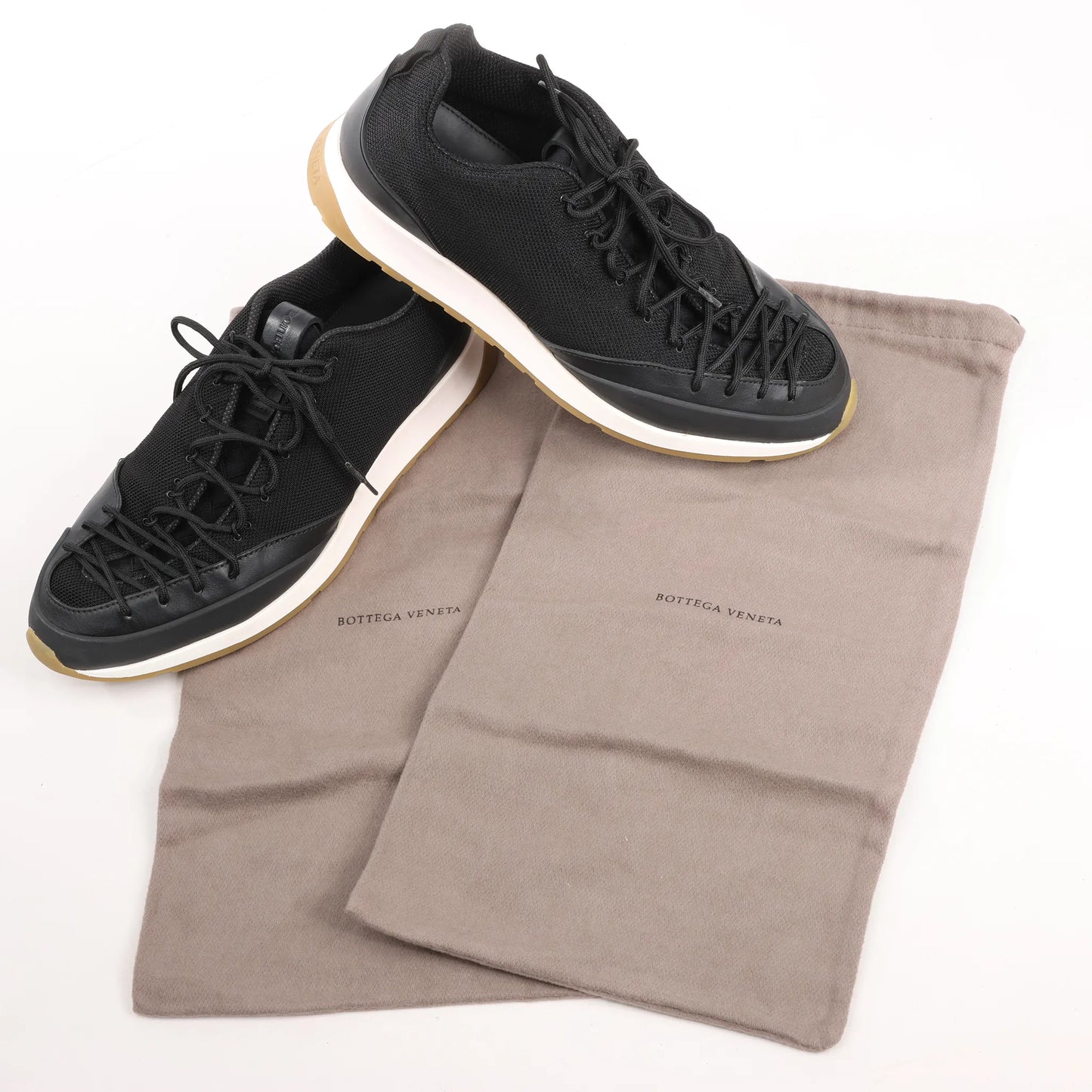 Bottega Veneta Scar Tex Fabric Sneakers in Black, Size 39 EU