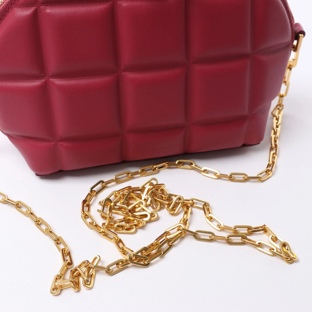 Bottega Veneta Half Moon Padded Leather Crossbody Bag in Burgundy 593165