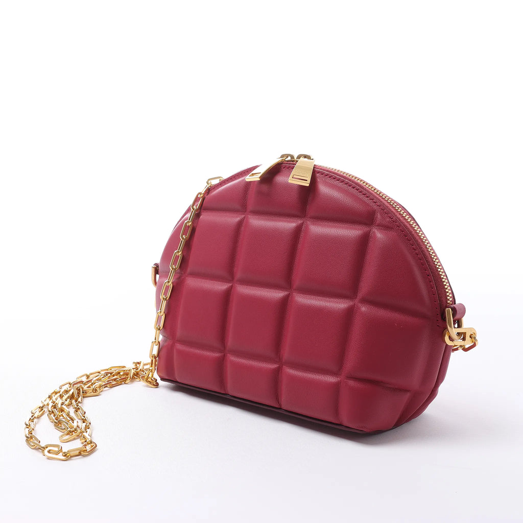 Bottega Veneta Half Moon Padded Leather Crossbody Bag in Burgundy 593165