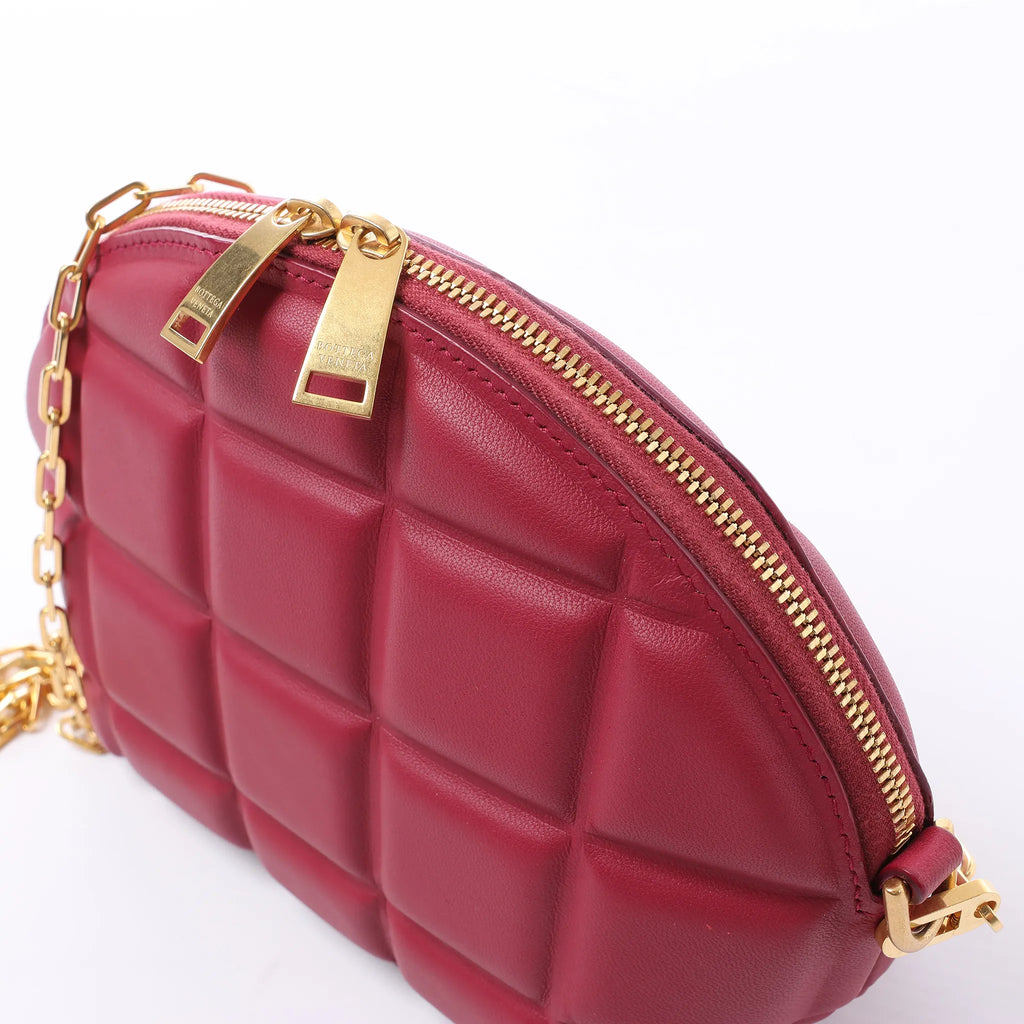 Bottega Veneta Half Moon Padded Leather Crossbody Bag in Burgundy 593165