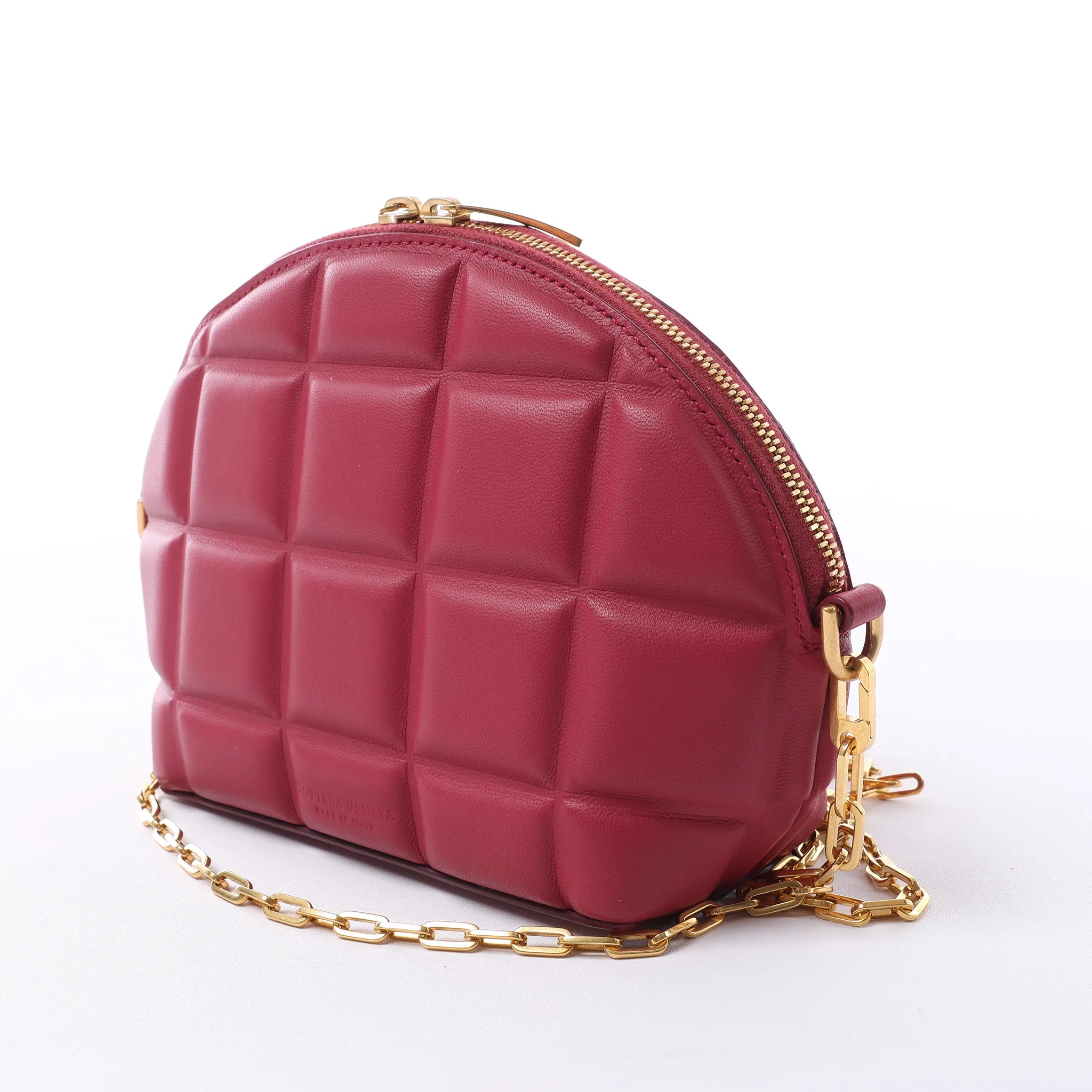Bottega Veneta Half Moon Padded Leather Crossbody Bag in Burgundy 593165