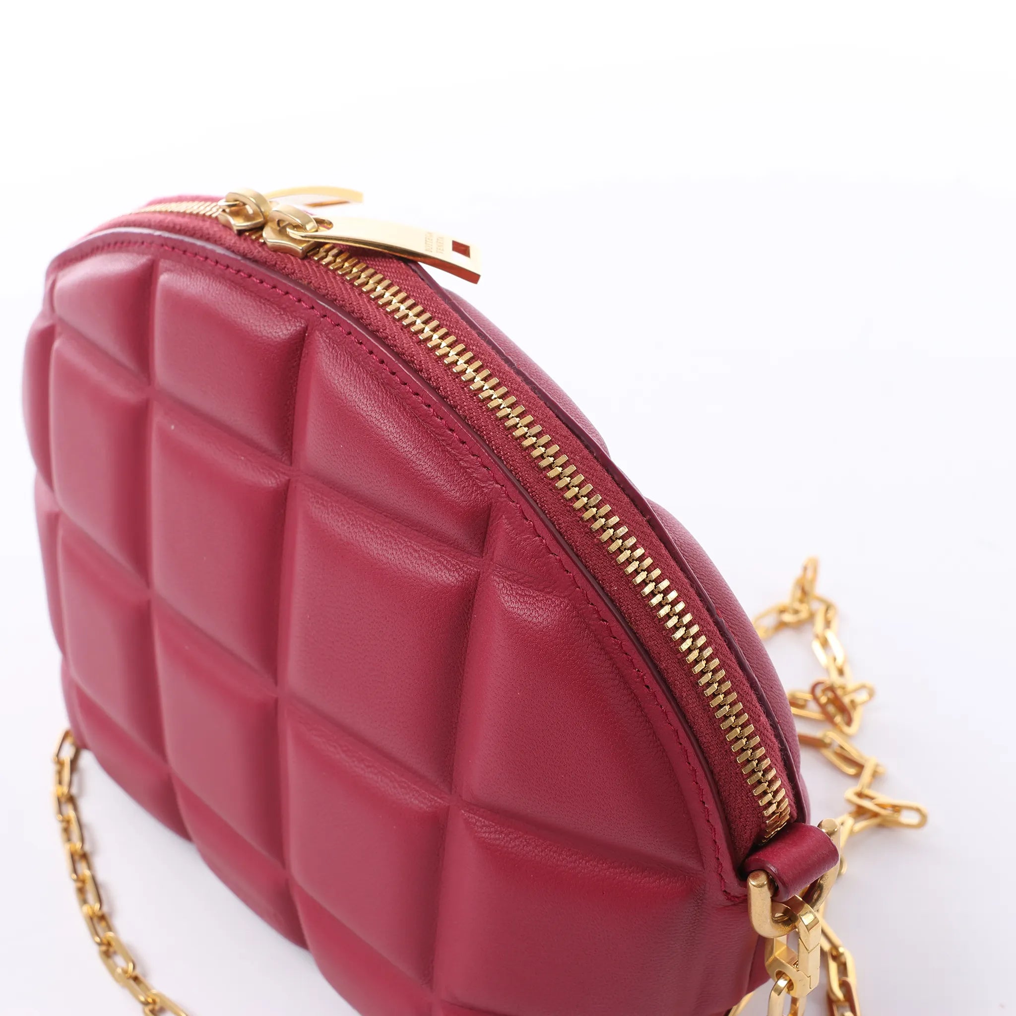 Bottega Veneta Half Moon Padded Leather Crossbody Bag in Burgundy 593165