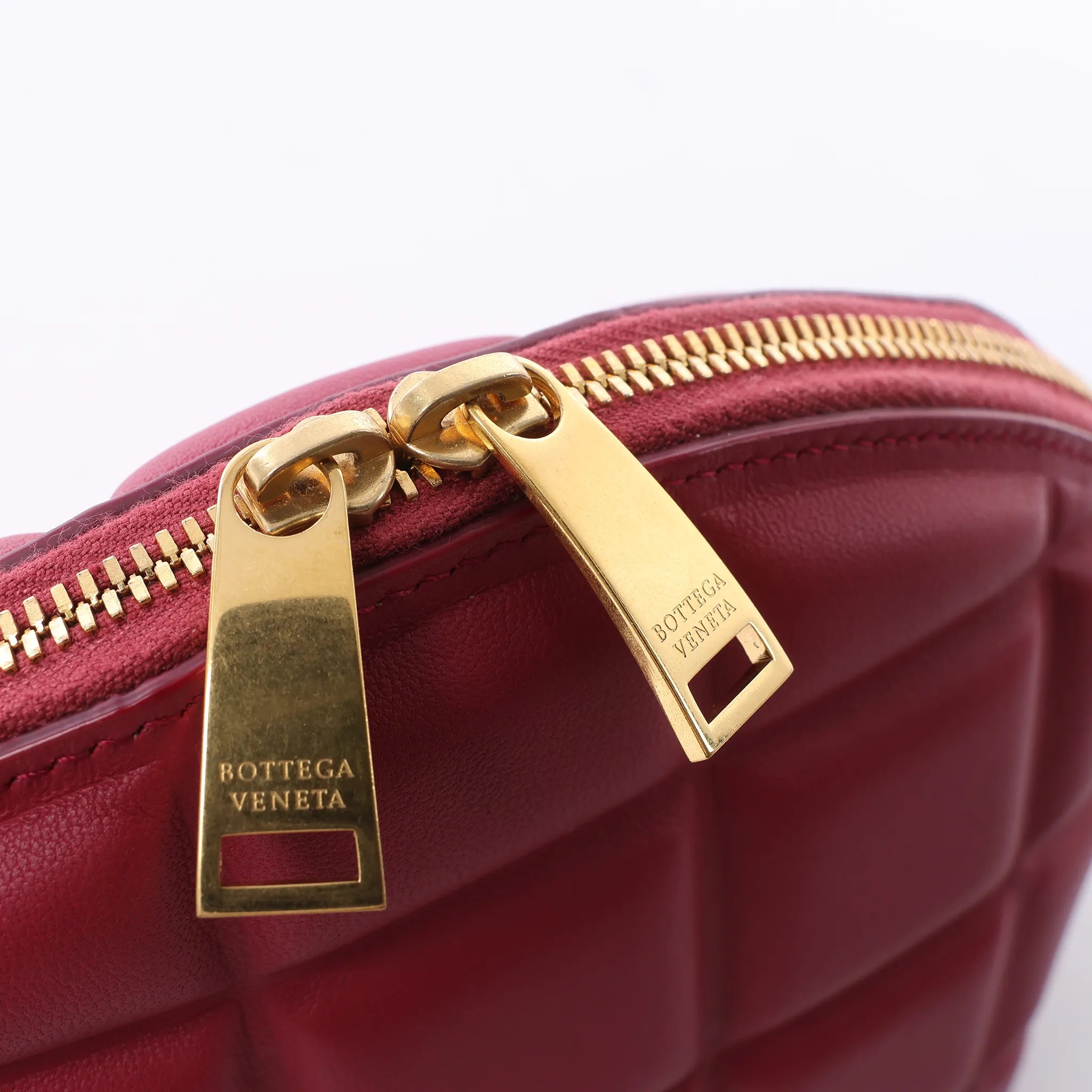 Bottega Veneta Half Moon Padded Leather Crossbody Bag in Burgundy 593165