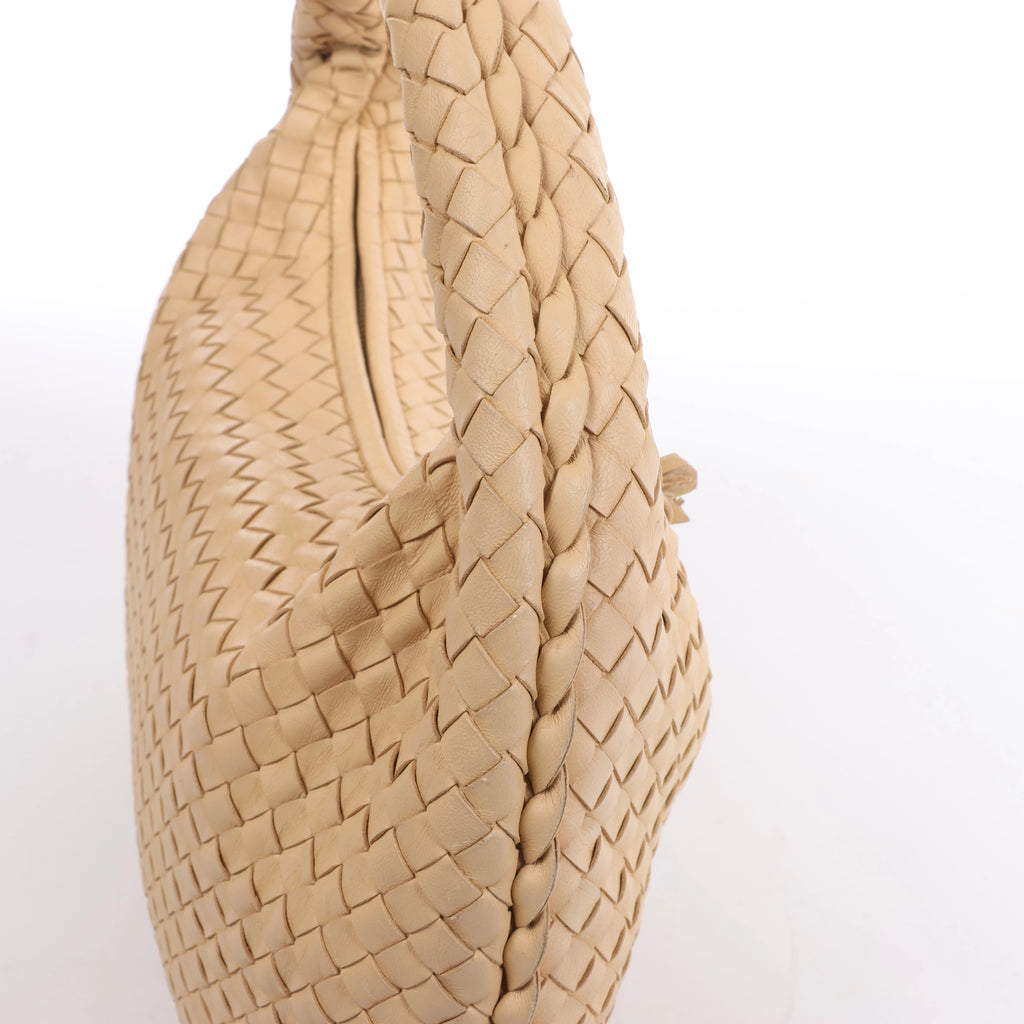 Bottega Veneta Bolso de hombro de cuero Intrecciato Hobo en Dusty Rose Taupe 115653