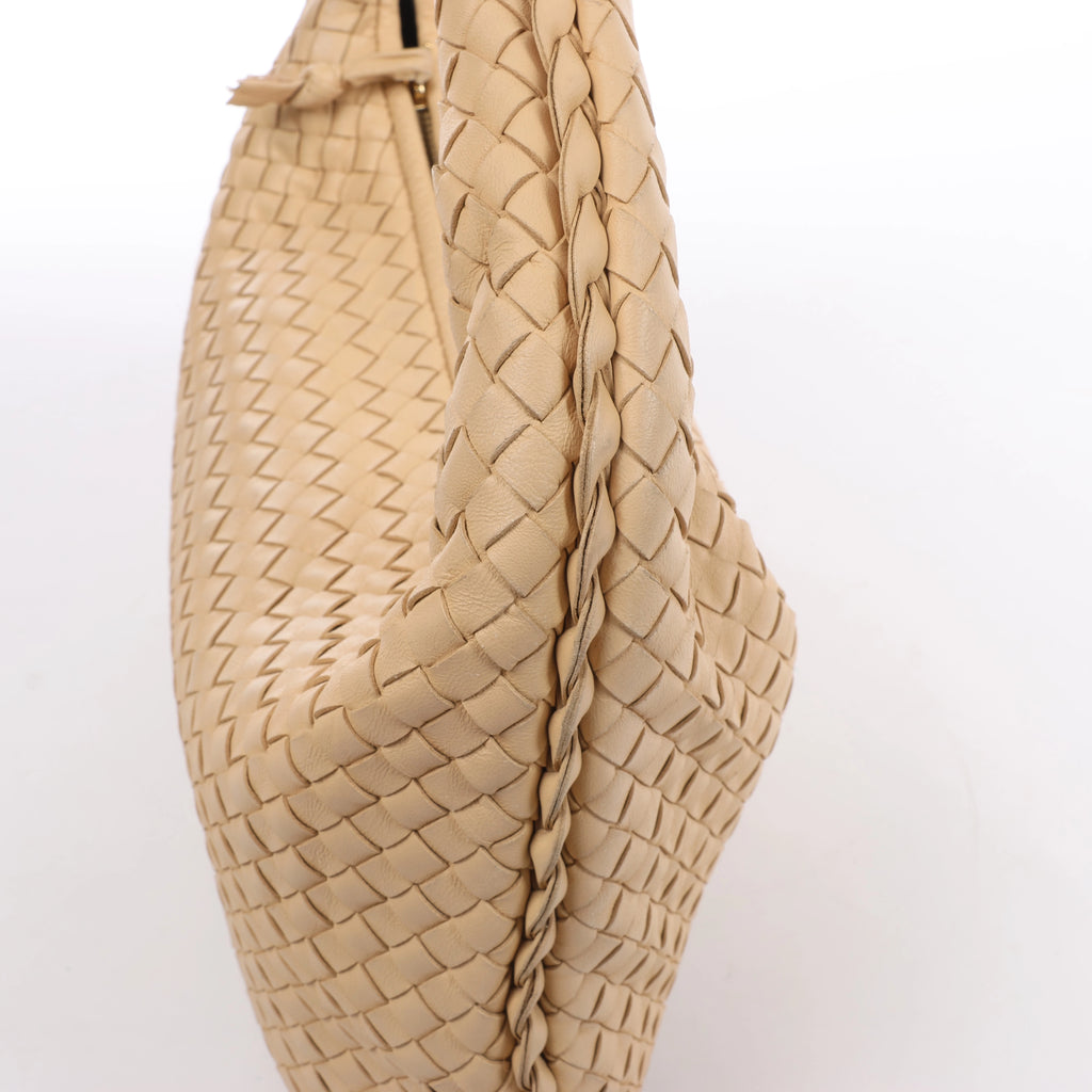 Bottega Veneta Bolso de hombro de cuero Intrecciato Hobo en Dusty Rose Taupe 115653
