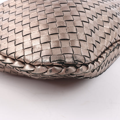 Bottega Veneta Intrecciato Hobo Leather Shoulder Bag in Gold