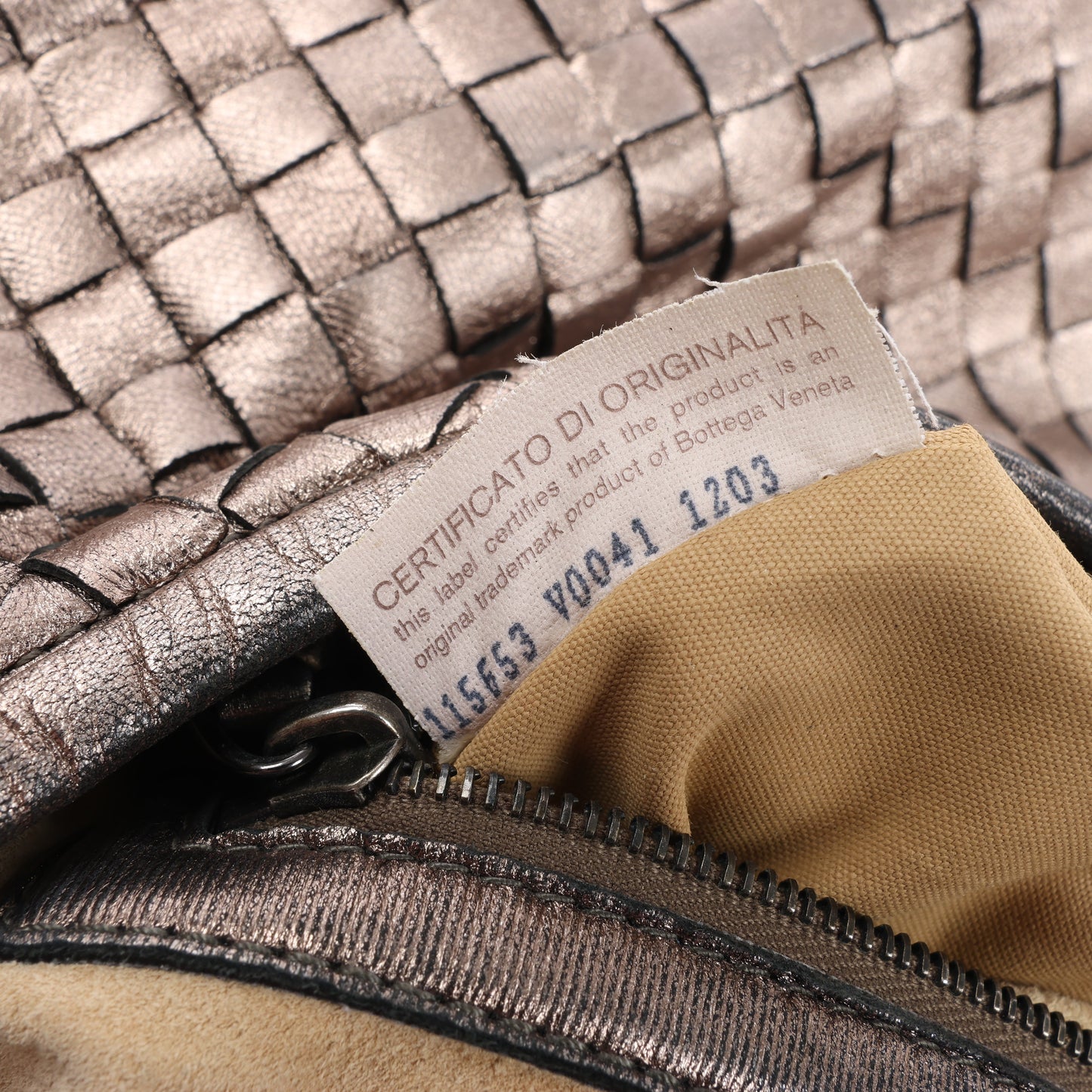 Bottega Veneta Intrecciato Hobo Leather Shoulder Bag in Gold