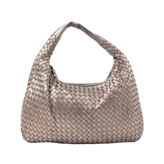 Bottega Veneta Intrecciato Hobo Leather Shoulder Bag in Gold