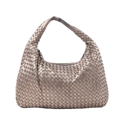 Bottega Veneta Intrecciato Hobo Leather Shoulder Bag in Gold
