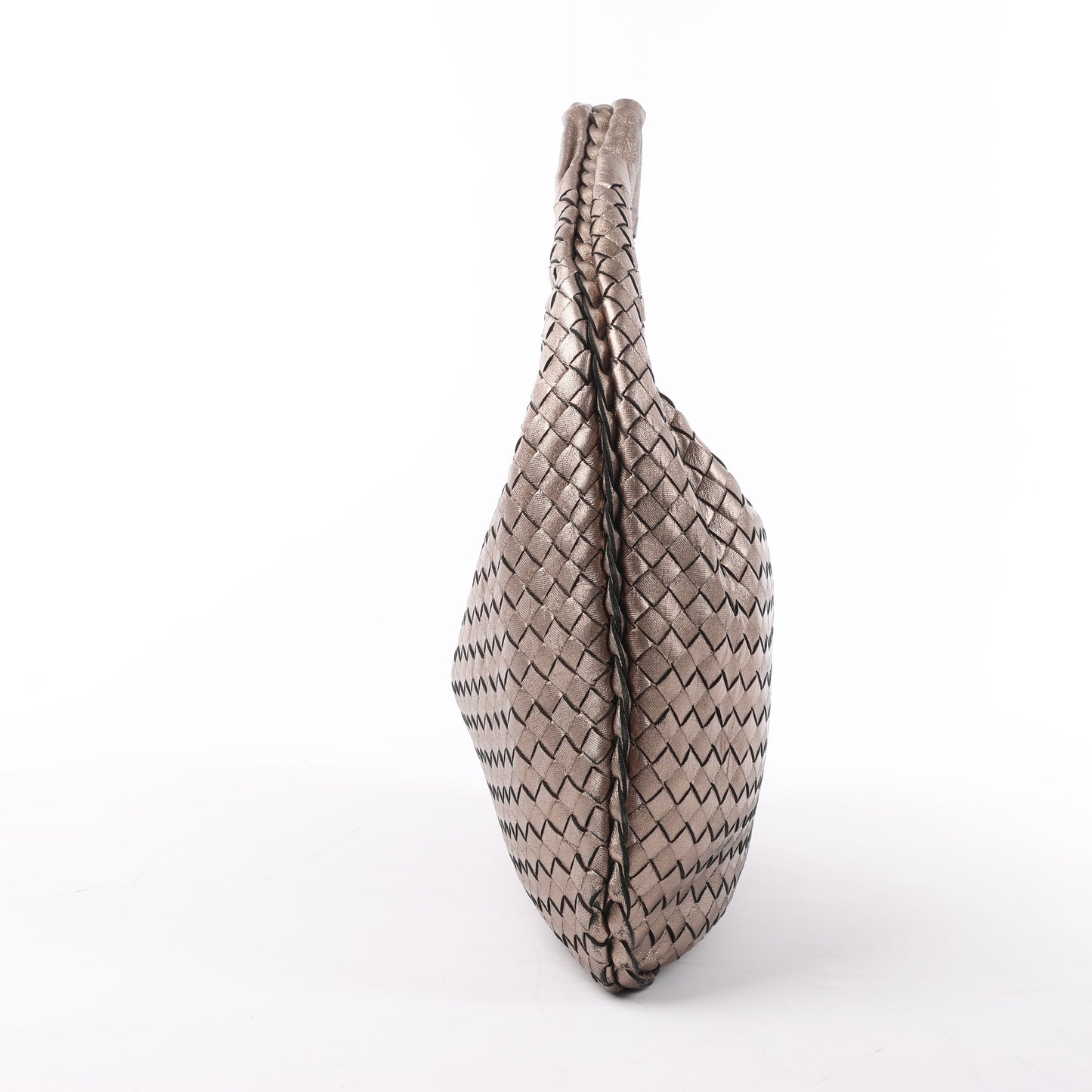 Bottega Veneta Intrecciato Hobo Leather Shoulder Bag in Gold
