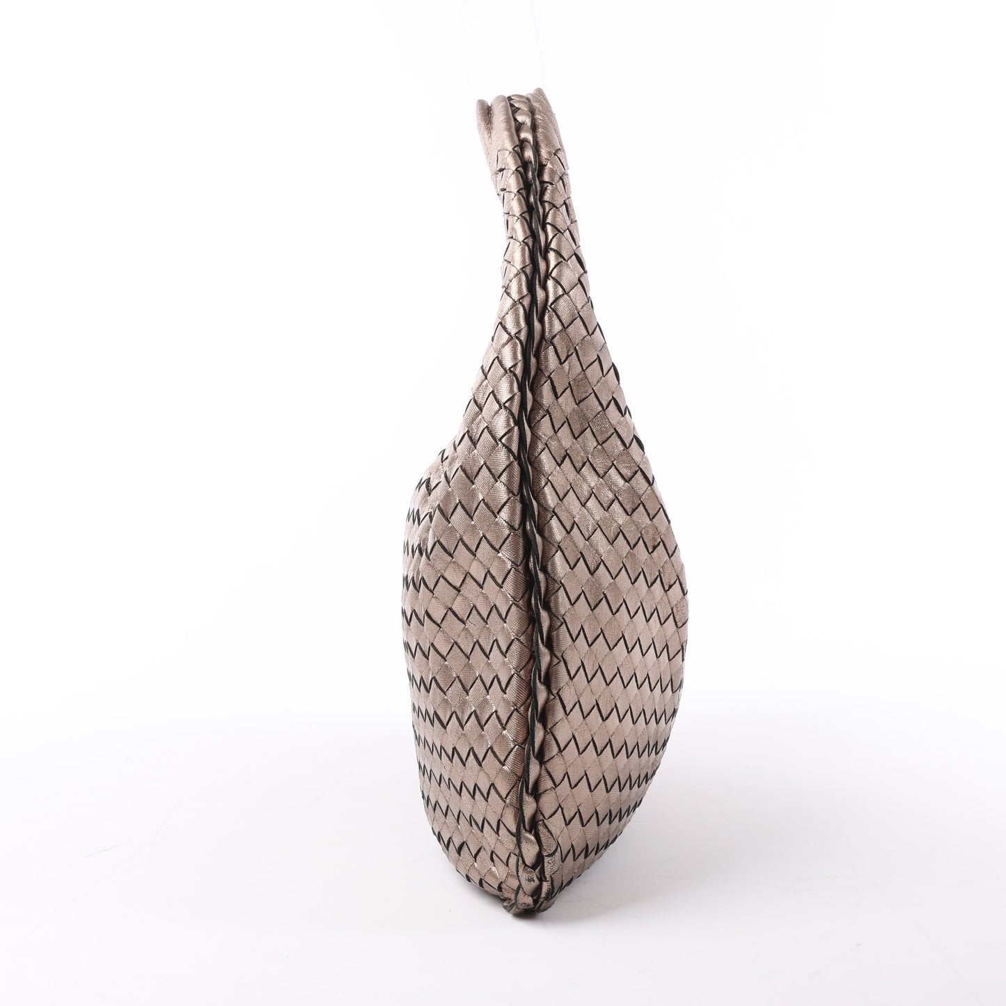 Bottega Veneta Intrecciato Hobo Leather Shoulder Bag in Gold