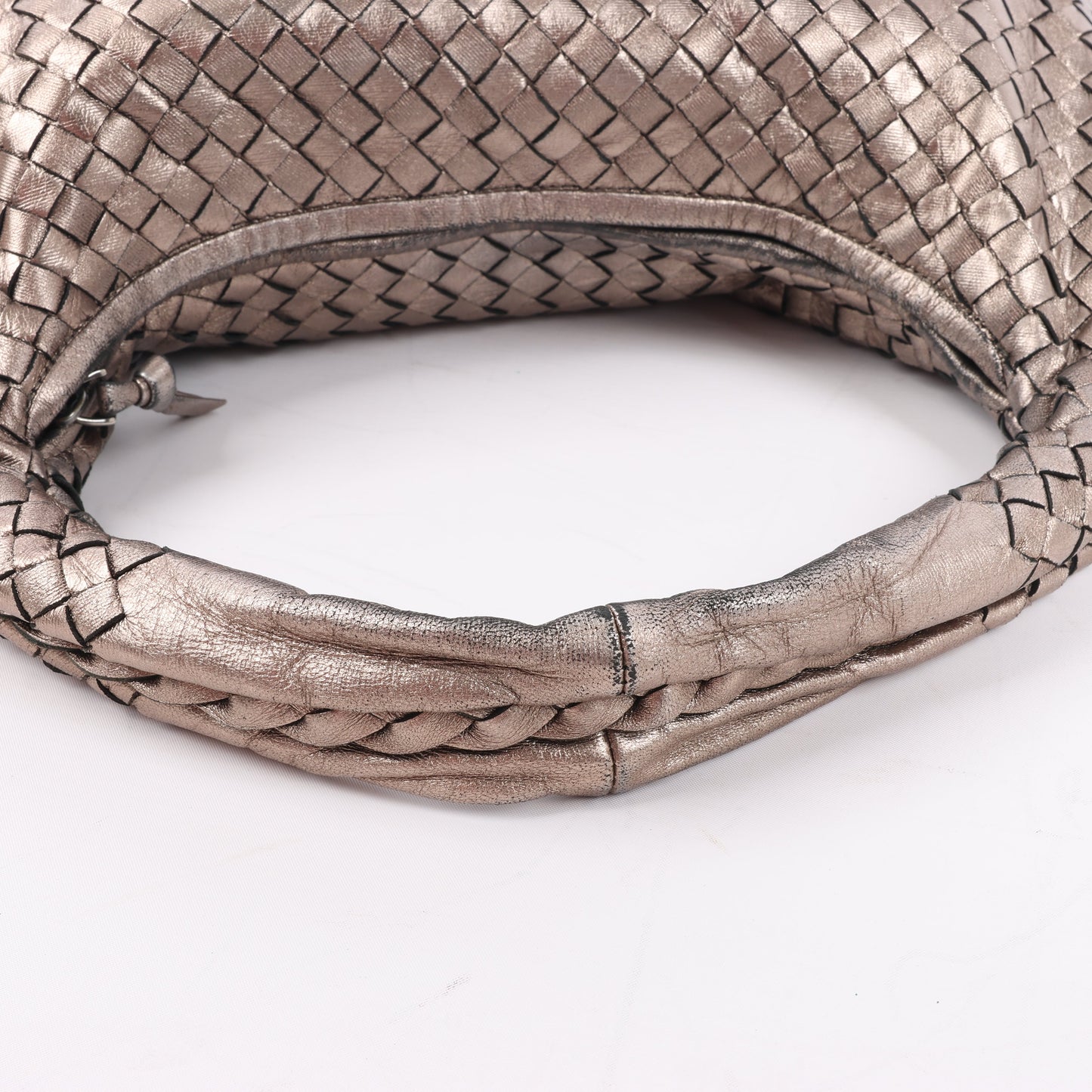 Bottega Veneta Intrecciato Hobo Leather Shoulder Bag in Gold