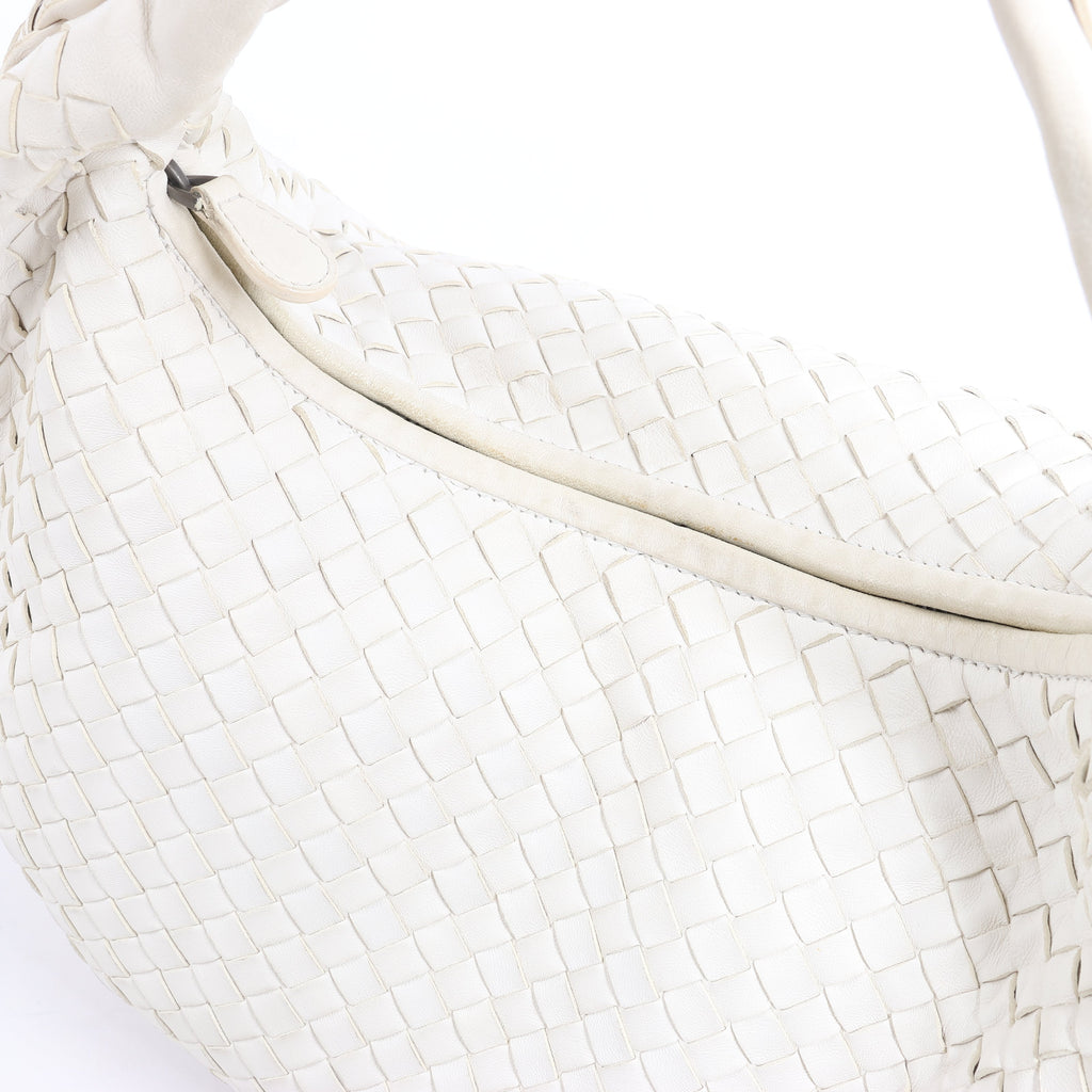 Bottega Veneta Intrecciato Hobo Leather Shoulder bag in White