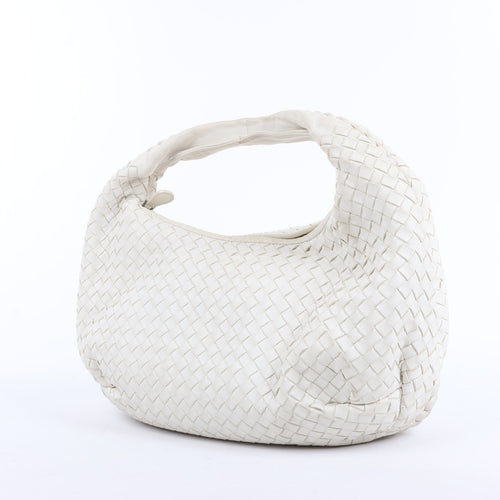Bolso de hombro Bottega Veneta Intrecciato Hobo de cuero en blanco