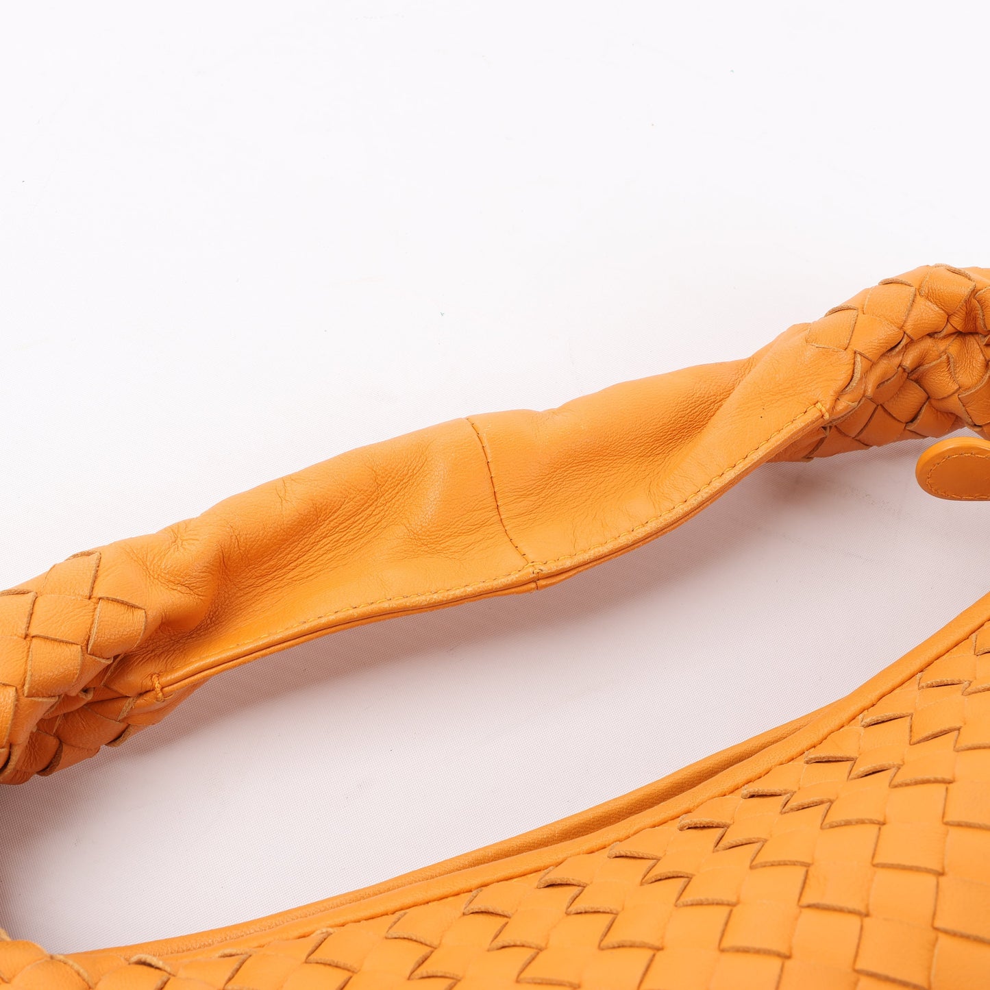 Bottega Veneta Intrecciato Hobo Leather Shoulder Bag in Orange