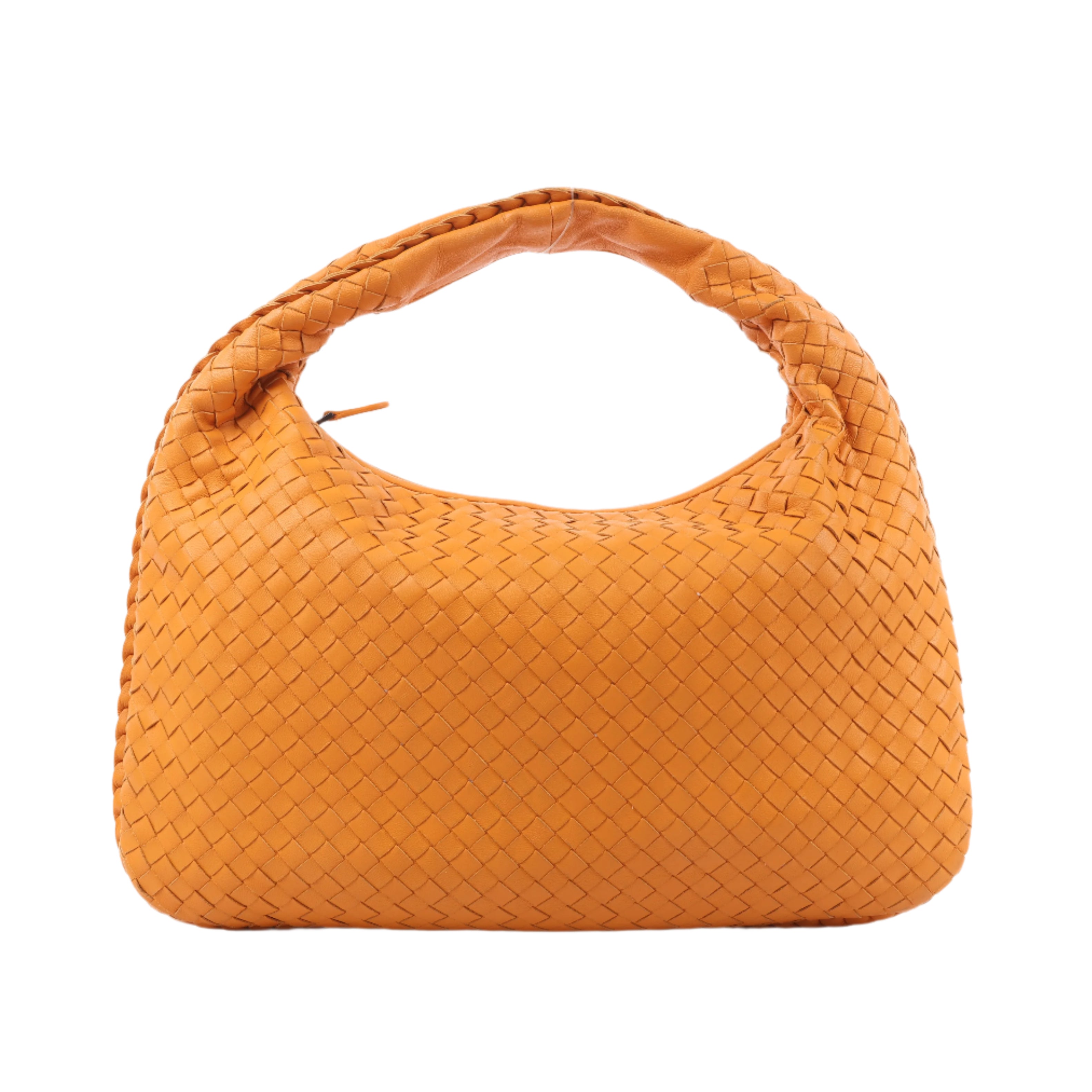 Bottega Veneta Intrecciato Hobo Leather Shoulder Bag in Orange