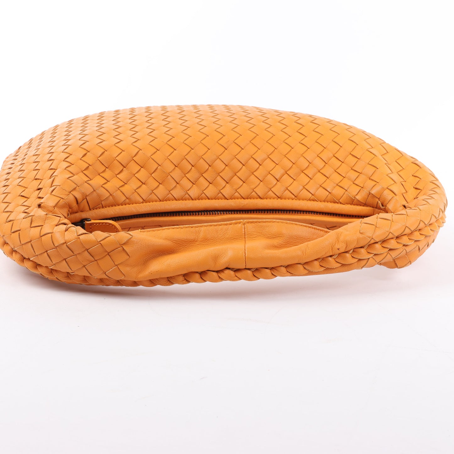 Bottega Veneta Intrecciato Hobo Leather Shoulder Bag in Orange
