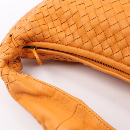 Bottega Veneta Intrecciato Hobo Leather Shoulder Bag in Orange